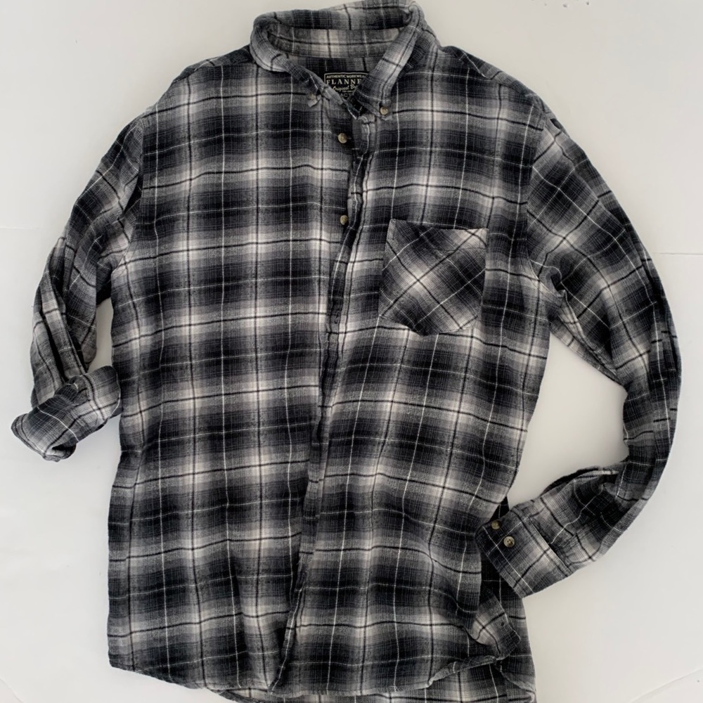 Flannel button down Casual dress shirt LS